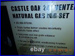NIB Timberline Castle Oak 24 Vented Natural Gas Log Set