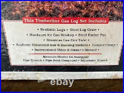 NOS Timberline Gas Log Set w Burner & Grate Fireplace insert 45,000 BTU