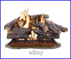 Natural Gas Fireplace Heater Log Set 18 in. Split Oak Vented Realistic Emberglow