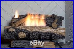 Natural Gas Fireplace Insert Fake Faux Logs Ventless Thermostat 24 inch Heater