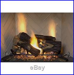 Natural Gas Fireplace Insert Fake Oak Logs Thermostat 24 inch Heater