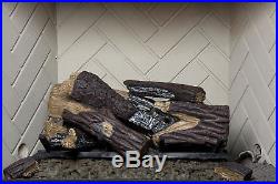 Natural Gas Fireplace Insert Fake Oak Logs Ventless Thermostat 24 Inch Heater
