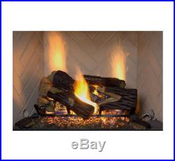 Natural Gas Fireplace Insert Fake Oak Logs Ventless Thermostat 24 inch Heater