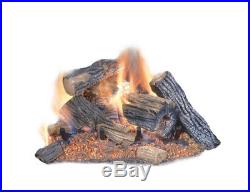 Natural Gas Fireplace Insert Fake Oak Logs Ventless Thermostat 24 inch Heater