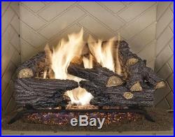 Natural Gas Fireplace Log Set Kit Split Oak Vented Emberglow Flame Patterns