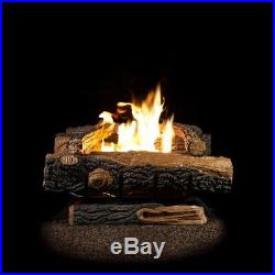 Natural Gas Fireplace Logs 24 in. Vent-Free Adjustable Flame Heating Oakwood