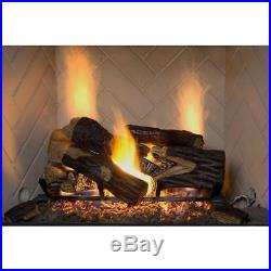 Natural Gas Fireplace Logs Vented 18-In Burnt River Oak Log Set With Dual Burner