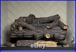 Natural Gas Fireplace Logs with Remote Savannah Oak 30 in. Vent Free 39000 BTU