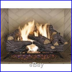 Natural Gas Fireplace Vented Log Set Heat Dual Burner Dancing Flames 18