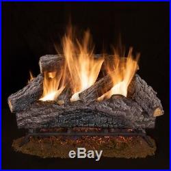 Natural Gas Log Set Vented 18 Inches 50K BTU Superior Flame Pattern Rocks Incl