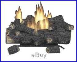 Natural Gas Log WITH REMOTE Fireplace Large Ventless Burner 24 Inch Heater Faux