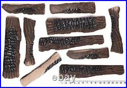 Natural Glo Large Gas Fireplace Logs 10 Piece Set of Ceramic Wood Logs. Use in