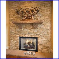 Oak Log Set Vented Natural Gas Fireplace Heater Fire Glass Rocks No Ash Chimney