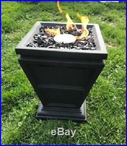 Outdoor Small Table Top Or Floor Gas Column Fire Pit Faux Stone 15 H 10,000 BTU