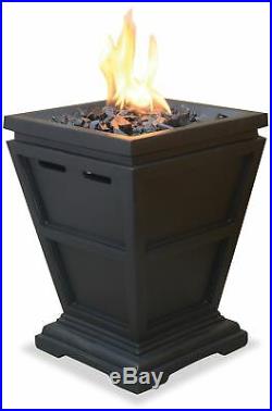 Outdoor Small Table Top Or Floor Gas Column Fire Pit Faux Stone 15 H 10,000 BTU