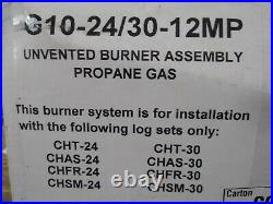 Peterson VF Gas Log Set, G10-24/30-12MP Burner, Charred Logs withRemote, Propane