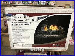 Pleasant Hearth 24 Vent Free Gas Log Set with Thermostat and Remote