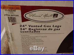 Pleasant Hearth 24 Vented Gas Logs 55,000 BTU Dual Burner Northridge Oak In Box