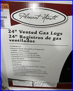Pleasant Hearth 24 in. Vented natural gas fireplace log set 55,000 BTU NEW