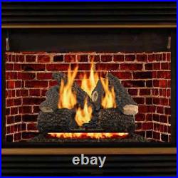 Pleasant Hearth Ash Vented Gas Fire Log Set 24 With Hookup and Vermiculite Unit