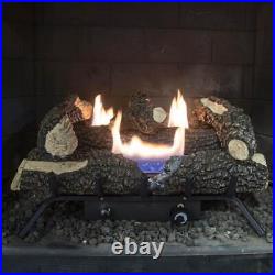 Pleasant Hearth Vent-Free Fireplace Log Sets 30,000 BTUs Dual Fuel Gas Ceramic