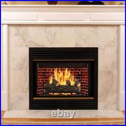 Pleasant Hearth Vented Gas Fireplace Log 18 45000-BTU Dual Burner Glowing Ember