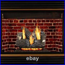 Pleasant Hearth Vented Gas Fireplace Log 18 45000-BTU Dual Burner Glowing Ember