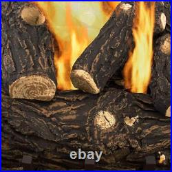 Pleasant Hearth Vented Gas Fireplace Log Set 18 45000 Btu Hand-Painted Ceramic