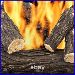 Pleasant Hearth Vented Gas Log Oak 24-Inch Rustic Ceramic Natural Gas