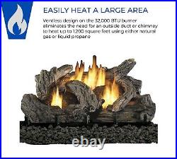 ProCom PCNSDS24RT Dual Fuel Ventless Fireplace Logs Set with Remote Control