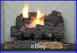 Propane Gas Fireplace Logs 1100 sq ft. Heat Capacity Vent-Free Remote Controlled