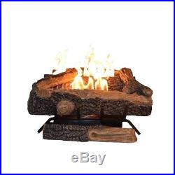 Propane Gas Fireplace Logs Ventless 24 Inch Heater Thermostat Oakwood Warmth