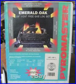 Pyromaster emerald oak 18 in vent free L. P. Gas log set for fireplace 39,000 BTU
