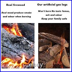 QuliMetal 10 Pcs Gas Fireplace Log Set, Ceramic Wood Logs for Gas Fireplace, Fir