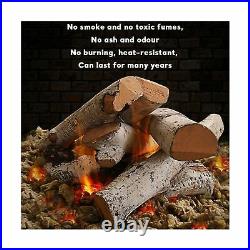 QuliMetal Ceramic White Birch Wood Log, Large Gas Fireplace Logs Set for Fire