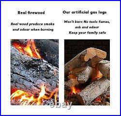 QuliMetal Ceramic White Birch Wood Log, Large Gas Fireplace Logs Set for Fire
