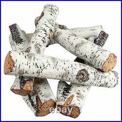QuliMetal Ceramic White Birch Wood Log Large Gas Fireplace Logs Set for Firep