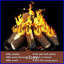 Qulimetal Ceramic Wood Logs Set for All Types of Indoor Gas Inserts, Ventless &