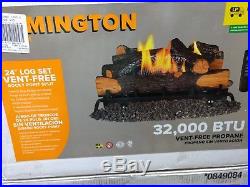 REMINGTON HOME 32,000 BTU VENT Free propane 18 Fireplace LOGs with remote