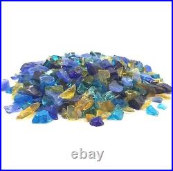 ROYAL BLUE GOLD 1/4 1/2 Large Fireplace Fire Pit Fireglass Glass Crystals