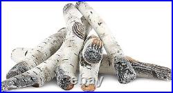 Realistic White Birch Ceramic Gas Logs Set of 6 for Gas Fireplaces