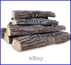 Regal Flame 10 Piece Set of Ceramic Wood Large Gas Fireplace Logs Logs For All &