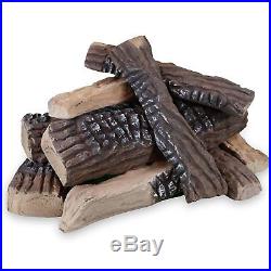 Regal Flame 10 Piece Set of Ceramic Wood Large Gas Fireplace Logs Logs For All &