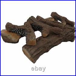 Regal Flame 6 PC 22 Ceramic Wood Large Gas Fireplace Logs for All Types of I