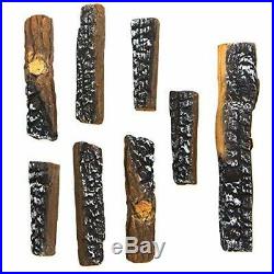 Replacement Decorative Logs Gas Fireplace Heater 10 Piece Set Ceramic Wood Spare
