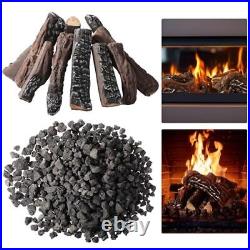 Sasylvia 10 Pcs Gas Fireplace Logs Ceramic Wood Logs 10 Lbs 0.8-1.6 Lava Rock
