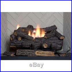 Savannah Oak 24 in. Vent-Free Propane Gas Fireplace Logs with Remote By Emberglow