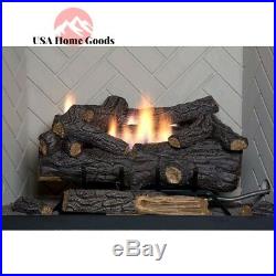 Savannah Oak Vent-Free Fireplace Logs 30 Natural Gas Realistic Fire With Remote