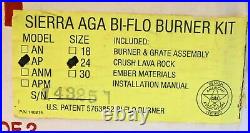 Sierra AGA Certified Bi-Flo Burner Kit 24 AP Vented Gas Log Grate/Lava Rock LP