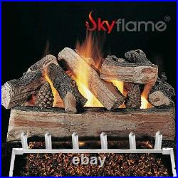 Skyflame 24-inch Fireplace Log Grate with Dual Burner Pan and Connection Kit
